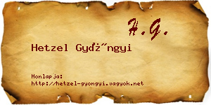 Hetzel Gyöngyi névjegykártya